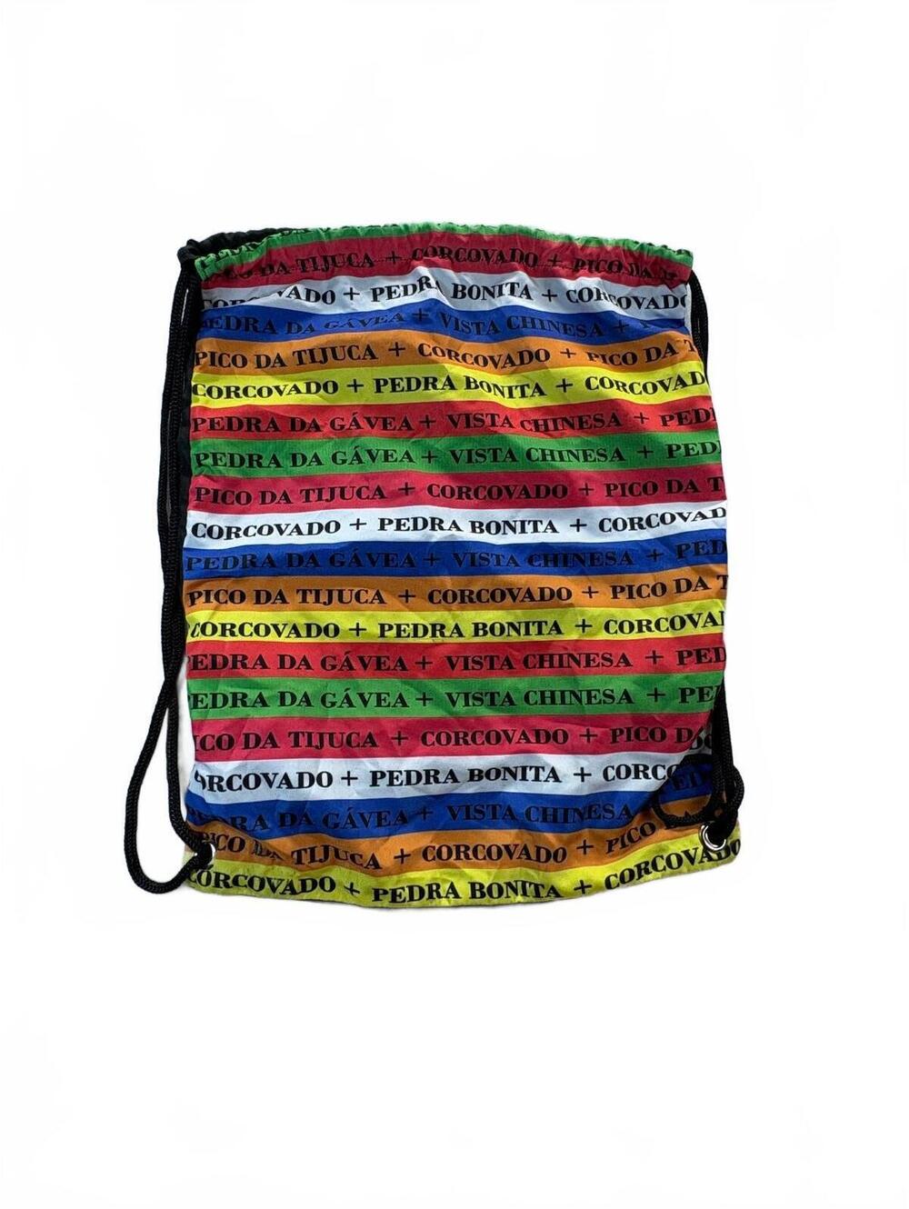 Colorful Drawstring Backpack with Rio de Janeiro Landmarks Print